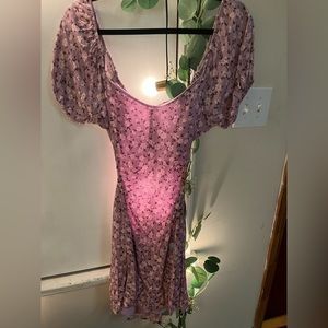 Open back sun dress, purple floral